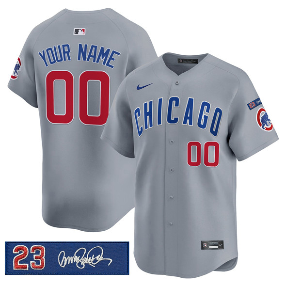 Men's Chicago Cubs Active Player Custom Gray 'Ryne Sandberg Tribute' Vapor Limited V3 Stitched Baseball Jersey Men's Chicago Cubs Active Player Custom Gray 'Ryne Sandberg Tribute' Vapor Limited V3 Stitched Baseball Jersey